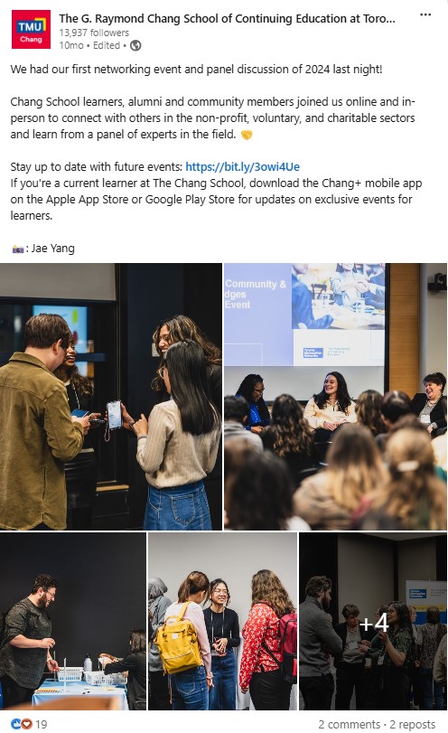 LinkedIn post from networking event
