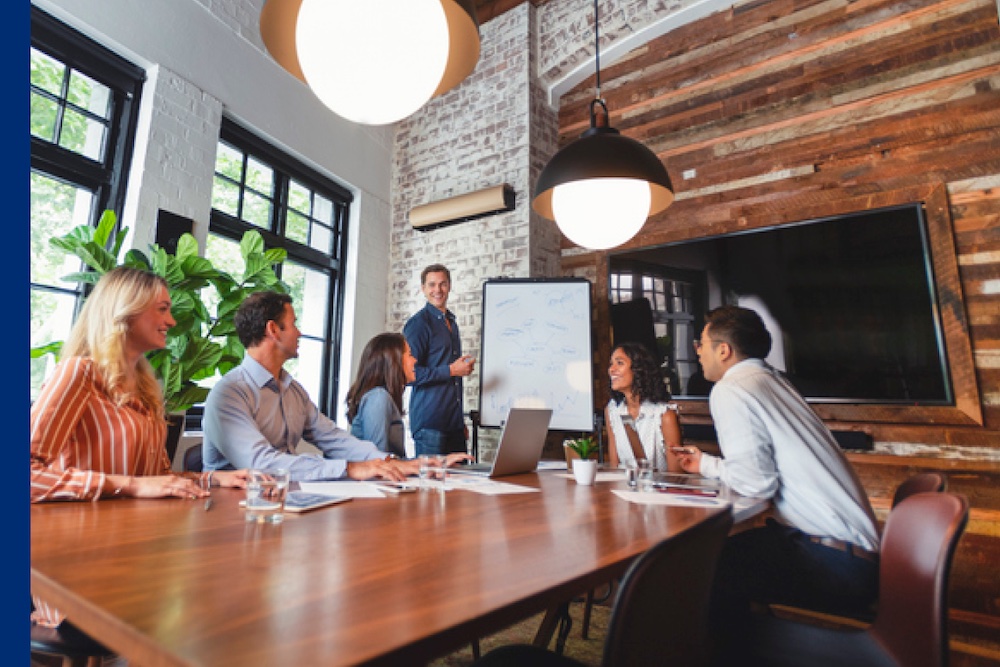 watching a man deliver a presentation