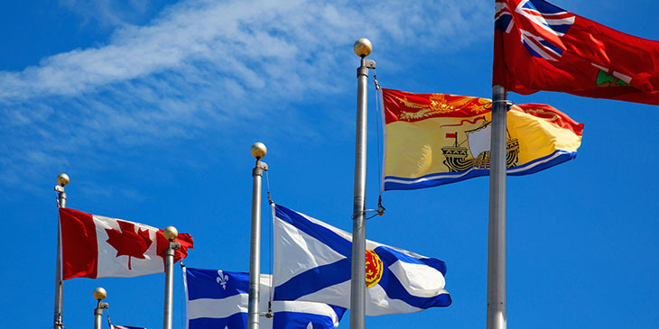 Canada and its provincial flags in Ottawa