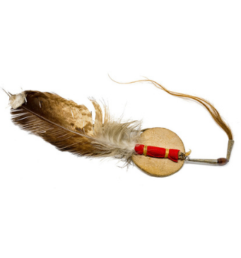 eagle feather with horsehair as Indigenous hair accessory